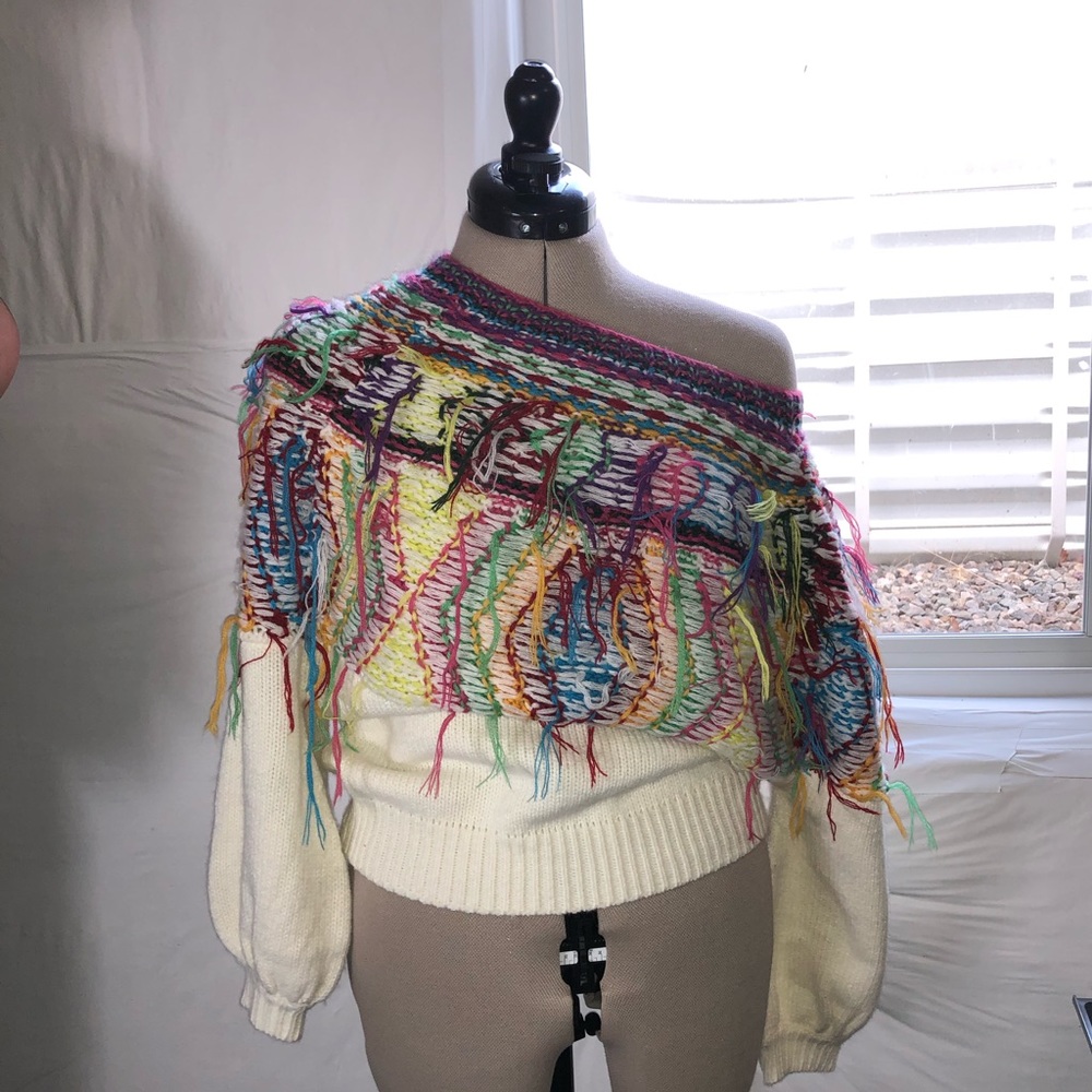 Aishikada City Street Fashion Multi colored Thread Sweater (Rare) Crochet